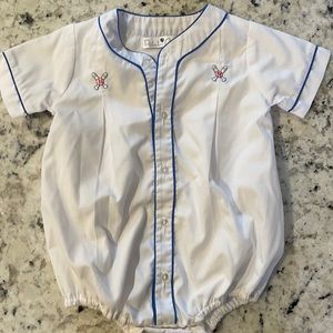 Super cute outfit with matching hat. Perfect outfit to wear to bro or sis game.